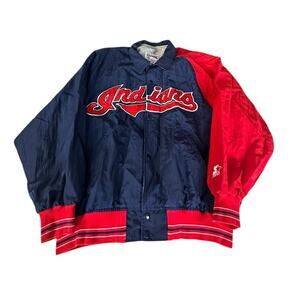 Vintage Cleveland Indians Starter Jacket Men XL 90s Bomber Diamond Collection